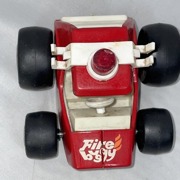 Vintage Buddy L Red And White Fire Buggy Toy Push Along Metal Car - Picture 5 of 11